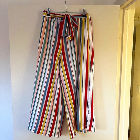 Zara Trafaluc | Cropped Multicolored Striped Pants Size S - Picture 1 of 2